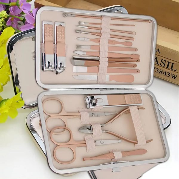 18-in-1 Rose Gold Manicure & Pedicure Set – Professional Grooming Kit with Travel Case
