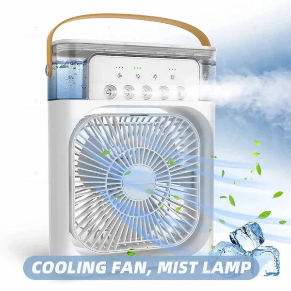 Portable USB Air Conditioner Fan – 9.5 Inch Mini Electric Fan with Fine Mist Spray & Humidifier Function (Random Color)