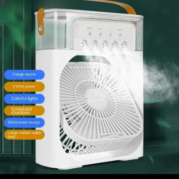 Portable USB Air Conditioner Fan – 9.5 Inch Mini Electric Fan with Fine Mist Spray & Humidifier Function (Random Color)