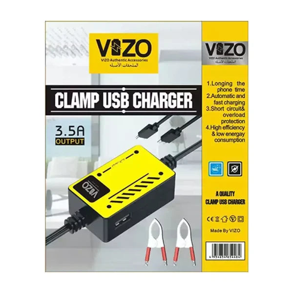 Vizo V5000 – Multi-port Clip Charger | V5000 – 3.5a Multi-port Clip Charger With Micro Usb, Type-c & Usb-a