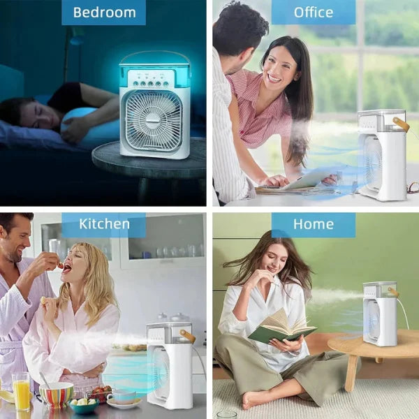 Portable USB Air Conditioner Fan – 9.5 Inch Mini Electric Fan with Fine Mist Spray & Humidifier Function (Random Color)